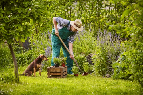 Gardeners Hayes team working safely in a residential garden