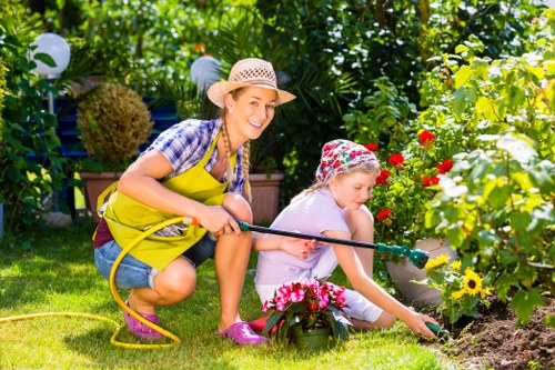 Evergreen planting and seasonal flowers for Hayes landscape gardening